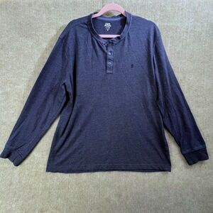 IZOD‎ Saltwater Relaxed Classics Henley Shirt Long Sleeve Mens XL Navy Casual